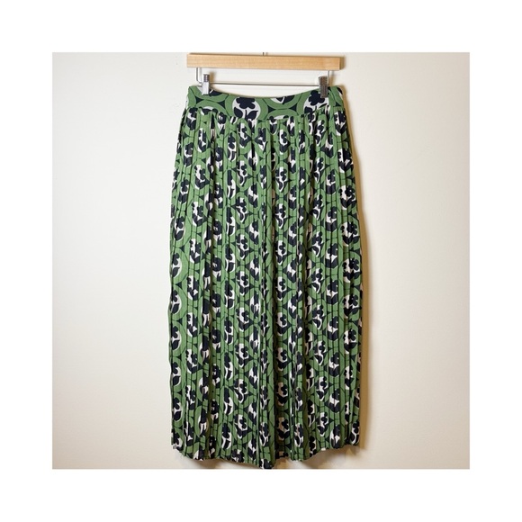 Anthropologie Maeve Green Floral Print Pleated Midi Skirt S - Picture 4 of 10